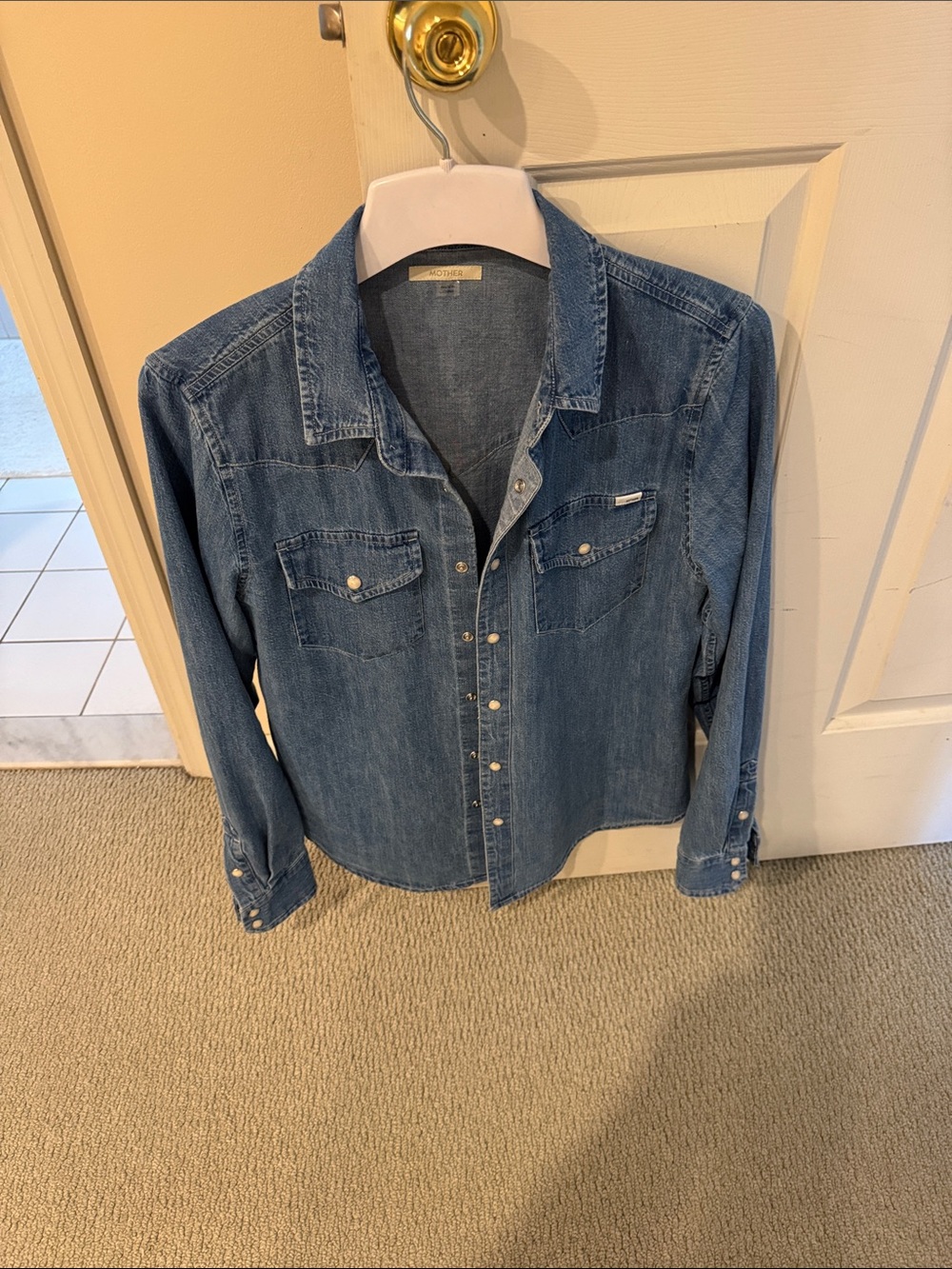 MOTHER Light Blue Denim Button-Down Shirt - Picture 8 of 9